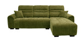 Sectional Sofa Set Right Arm Green with Cushion
