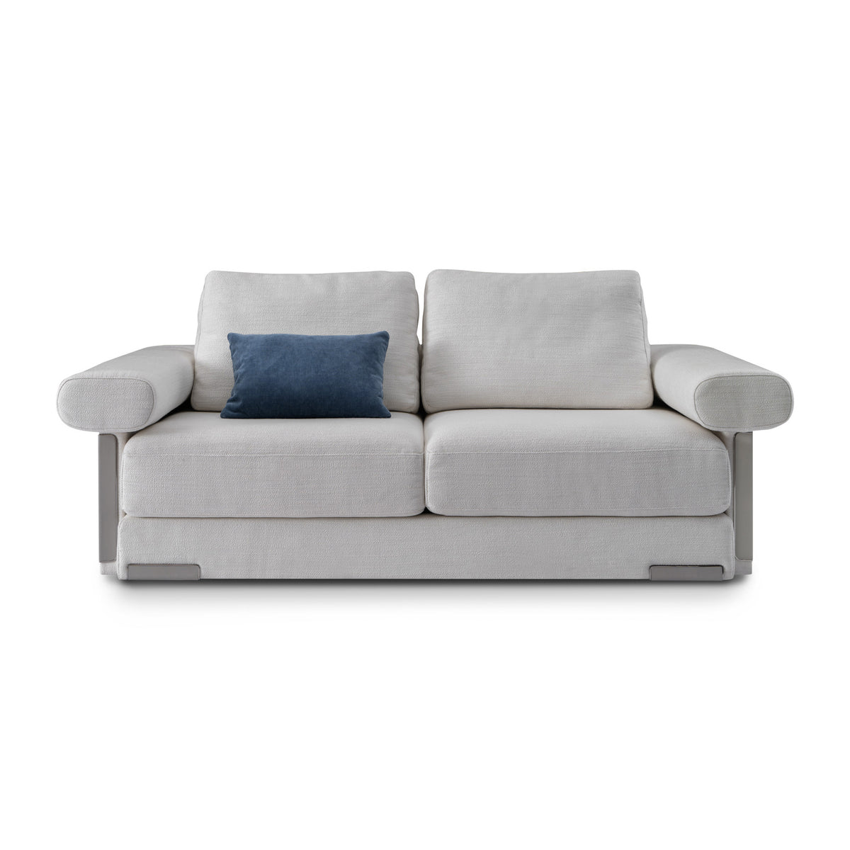 Light Grey Two-Seater Sofa with Titanium Finish