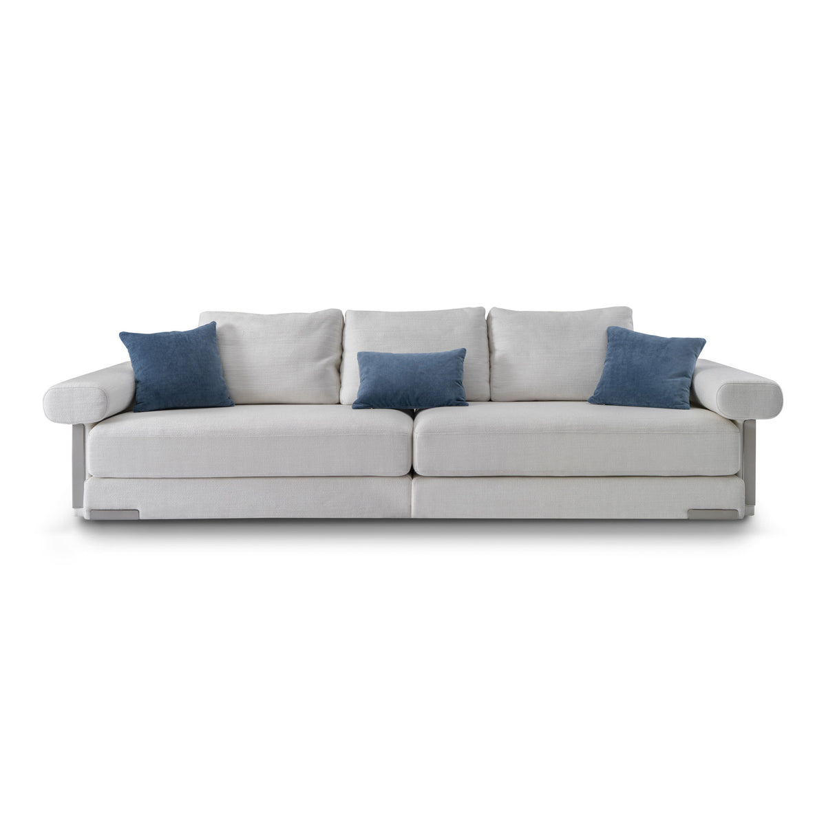 Light Grey Four-Seater Sofa with Titanium Finish