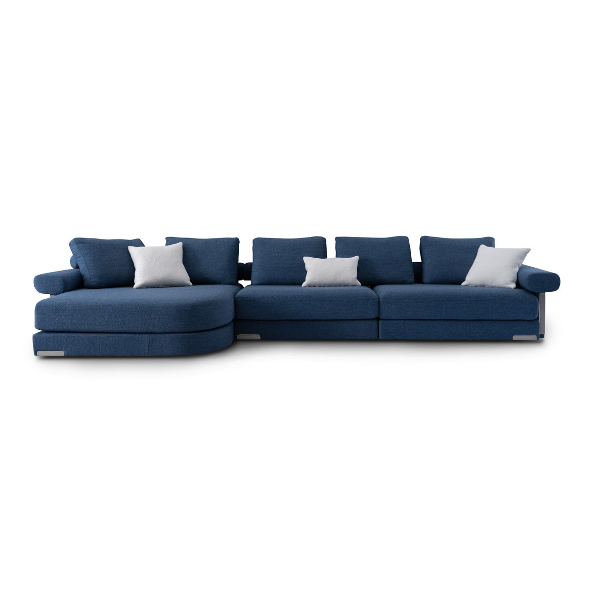 Luxe L-Shaped Corner Sofa with Blue Microfiber
