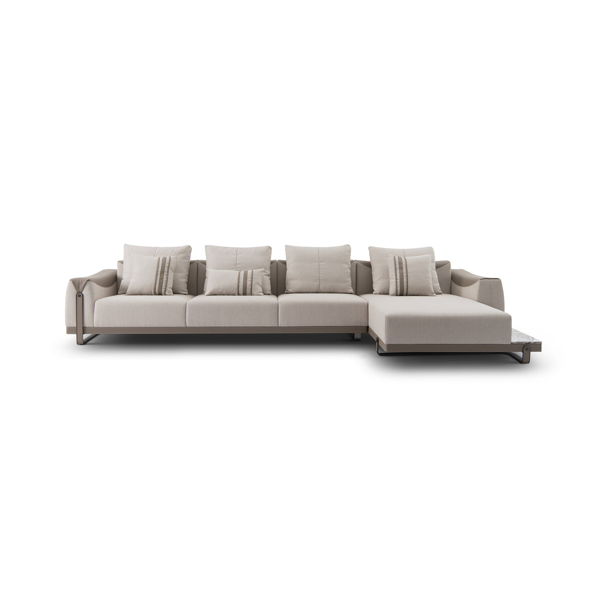 Modern Luxury L-Shaped Corner Sofa with Marble Accent