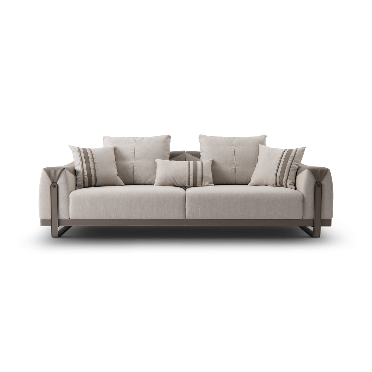 Luxury 3-Seater Sofa and Plush Cushions with Steal Base