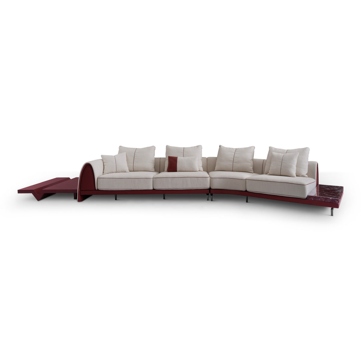 Luxe L-Shaped Corner Sofa with Rosso Levanto Marble