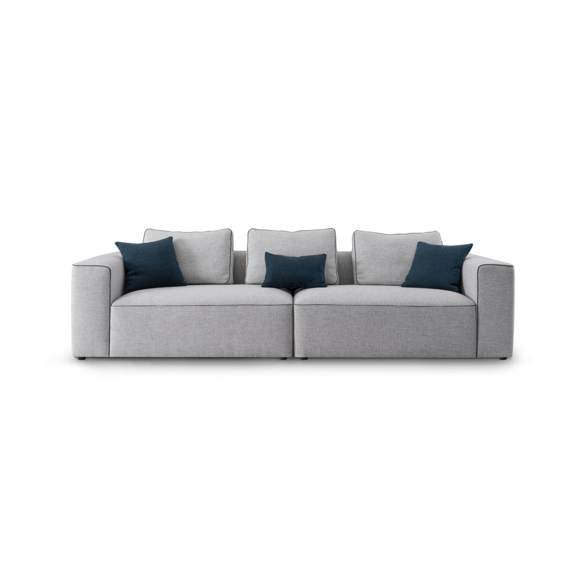 Comfy Four-Seater Sofa with Grey Microfiber & Arms