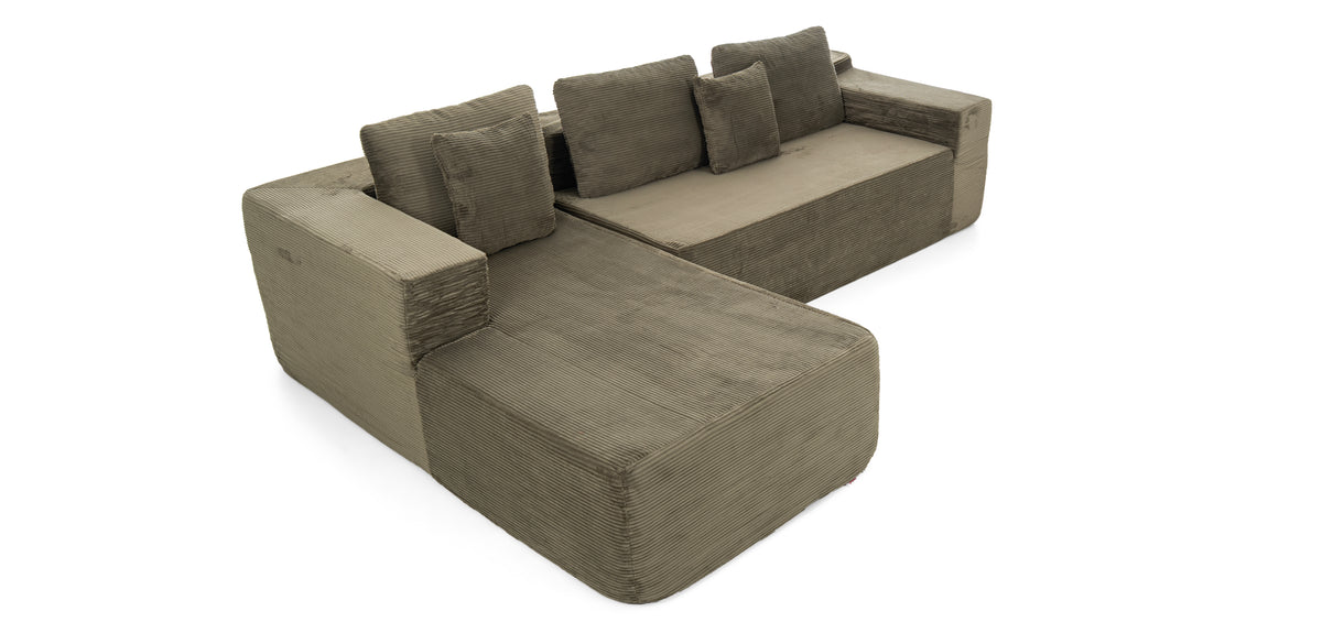 Dimos Corner Giant Lounge Plush Corner Couch 3-Seater Green - WKVZ09
