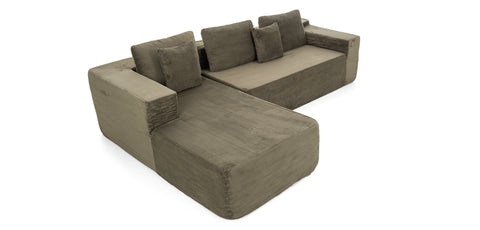 Dimos Corner Giant Lounge Plush Corner Couch 3-Seater Green - WKVZ09