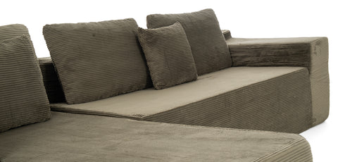 Dimos Corner Giant Lounge Plush Corner Couch 3-Seater Green - WKVZ09