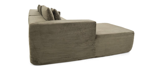 Dimos Corner Giant Lounge Plush Corner Couch 3-Seater Green - WKVZ09
