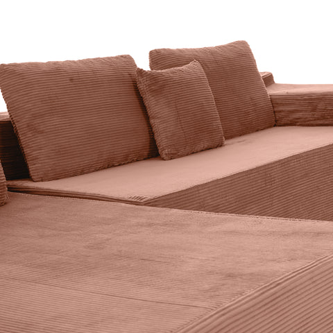 Dimos Giant Lounge Plush Corner Couch 3-Seater Pink - WKVZ09