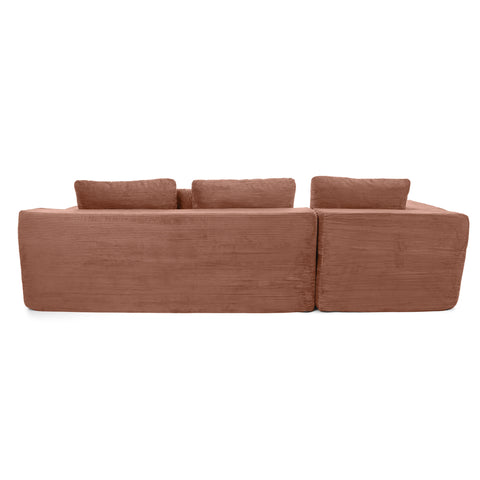 Dimos Giant Lounge Plush Corner Couch 3-Seater Pink - WKVZ09