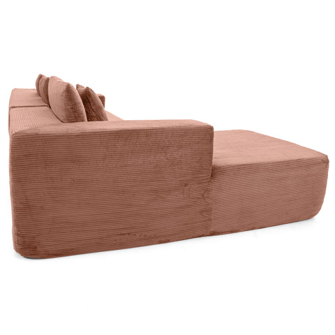 Dimos Giant Lounge Plush Corner Couch 3-Seater Pink - WKVZ09