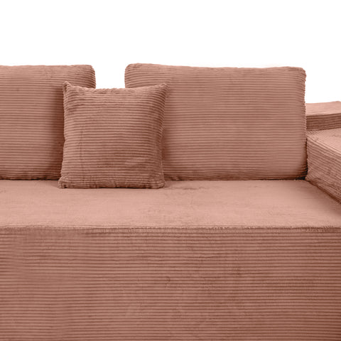 Dimos Giant Lounge Plush Corner Couch 3-Seater Pink - WKVZ09