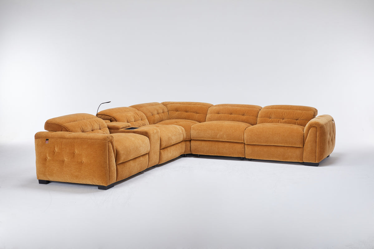 Luxury Dual-Power Reclining Sectional Sofa Set with Wireless Charging Console