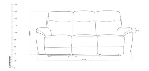 Dimos Sofa Three Seater Manual Recliner Blue - D2290