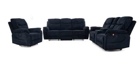 Dimos Sofa Three Seater Manual Recliner Blue - D2290