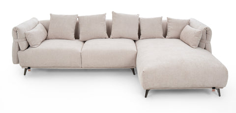 كنب زاوية مع كرسي استرخاء جانبي لون بيج - 2316