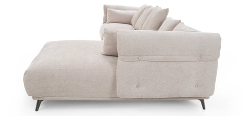 كنب زاوية مع كرسي استرخاء جانبي لون بيج - 2316