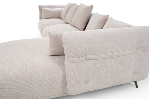 كنب زاوية مع كرسي استرخاء جانبي لون بيج - 2316