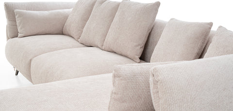 كنب زاوية مع كرسي استرخاء جانبي لون بيج - 2316