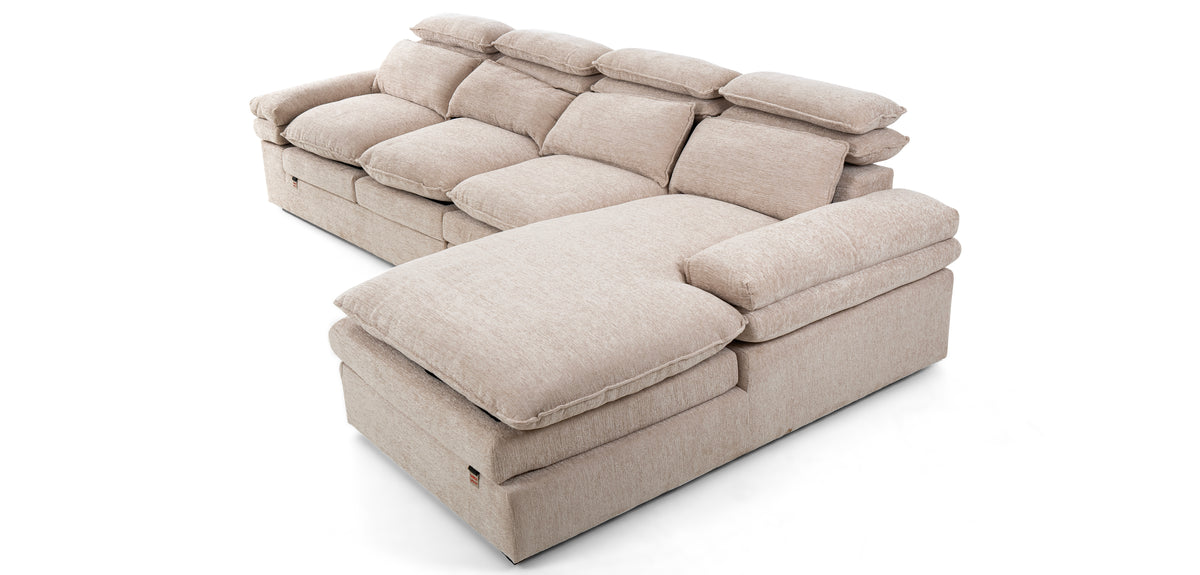 كنب زاوية مع كرسي استرخاء جانبي لون بيج - 2221