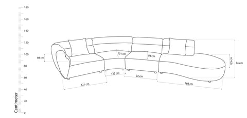 Dimos Sectional Sofa Set L-Chaise Couch Cream - 2546