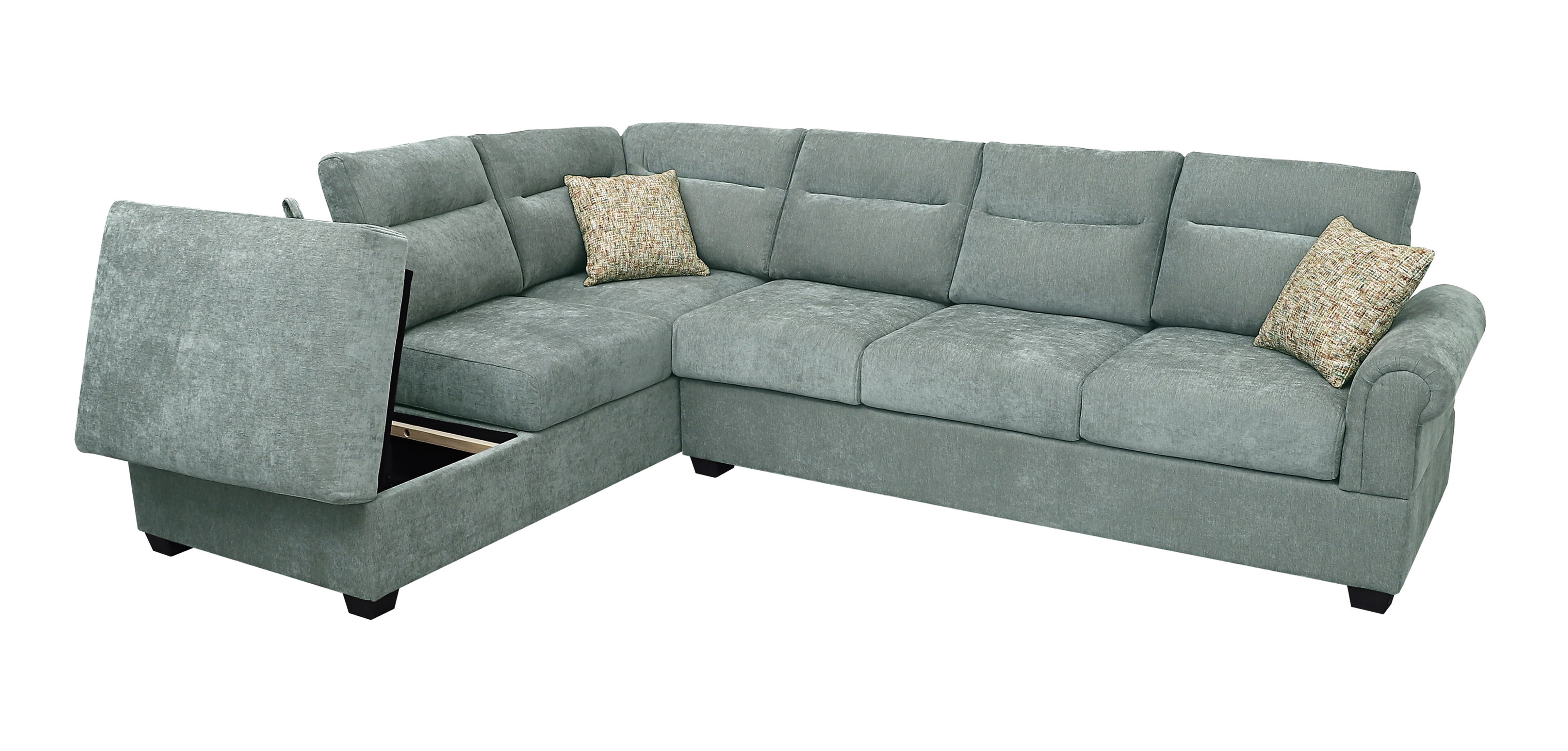 Sectional Sofa Set Green and Cushion