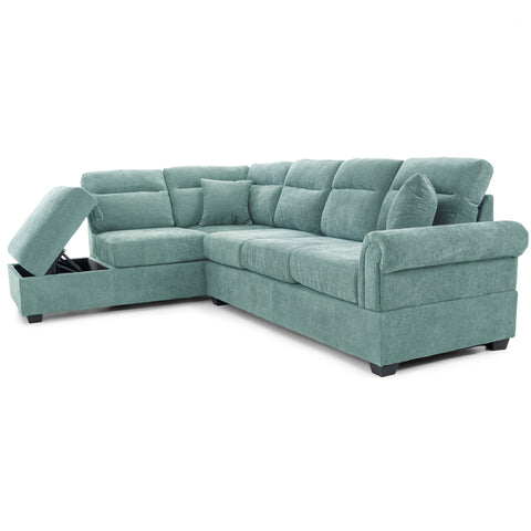 Dimos Sectional Sofa Set Left Arm W/Storage Box Green - SF2545