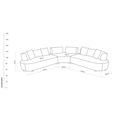 طقم كنب زاوية بيج - MF-2502