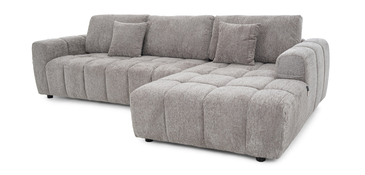 طقم كنب زاوية مع كرسي استرخاء على شكل حرف L، رمادي - MK-9083C