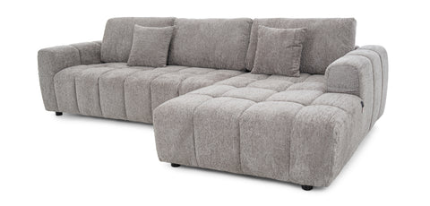 طقم كنب زاوية مع كرسي استرخاء على شكل حرف L، رمادي - MK-9083C