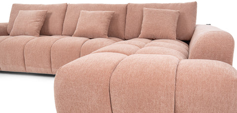 كنب زاوية مع كرسي استرخاء على شكل حرف L لون الوردي - HY-9119