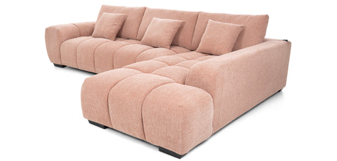 كنب زاوية مع كرسي استرخاء على شكل حرف L لون الوردي - HY-9119