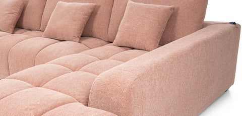 كنب زاوية مع كرسي استرخاء على شكل حرف L لون الوردي - HY-9119