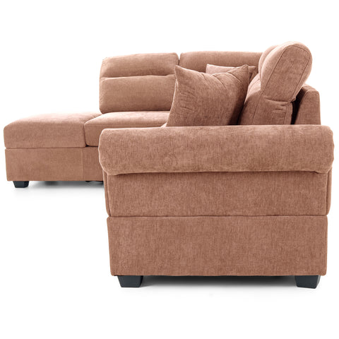 Dimos Sectional Sofa Set Left Arm W/Storage Box Orange - SF2545