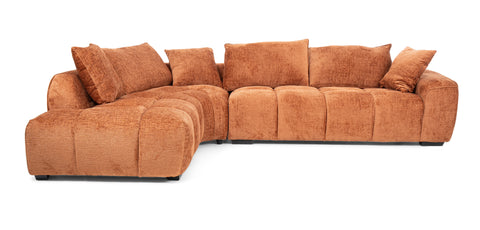 كنب زاوية مع كرسي استرخاء لون برتقالي - HY-9259