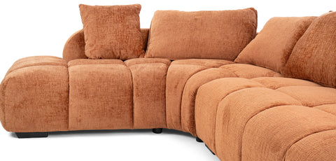 كنب زاوية مع كرسي استرخاء لون برتقالي - HY-9259