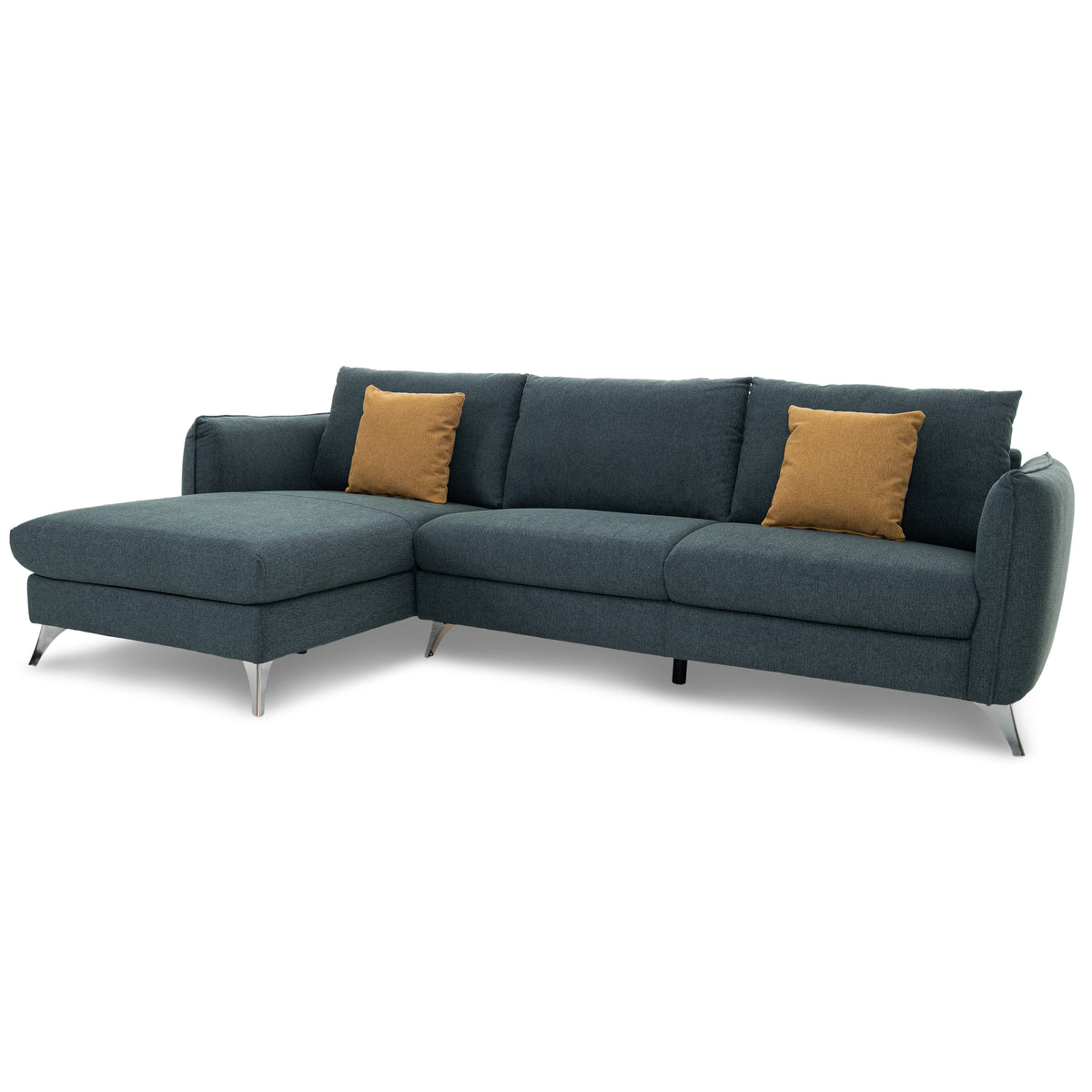 Dimos Corner Sofa Lounge Set with Pillow L-Chaise Turquoise - V1866
