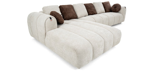 طقم كنب زاوية مع كرسي استرخاء على شكل حرف L، لون أبيض - HY-9287B