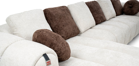 طقم كنب زاوية مع كرسي استرخاء على شكل حرف L، لون أبيض - HY-9287B