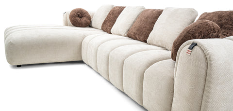 طقم كنب زاوية مع كرسي استرخاء على شكل حرف L، لون أبيض - HY-9287B