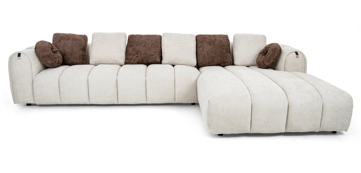 كنب زاوية مع كرسي استرخاء لون أبيض - HY-9287B