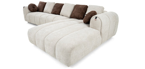 كنب زاوية مع كرسي استرخاء لون أبيض - HY-9287B