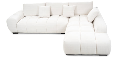 كنب زاوية مع كرسي استرخاء على شكل حرف L، لون أبيض - HY-9119