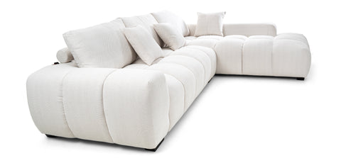 كنب زاوية مع كرسي استرخاء على شكل حرف L، لون أبيض - HY-9119