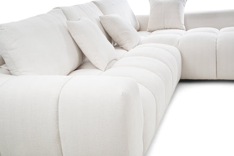 كنب زاوية مع كرسي استرخاء على شكل حرف L، لون أبيض - HY-9119