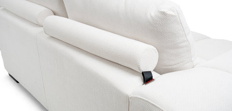 كنب زاوية مع كرسي استرخاء على شكل حرف L، لون أبيض - HY-9119