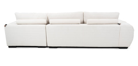 كنب زاوية مع كرسي استرخاء على شكل حرف L، لون أبيض - HY-9119