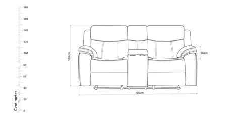 Dimos Sofa Two Seater Recliner W/Manual Function Grey - RR5482BF