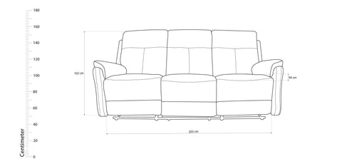 Dimos Sofa Three Seater Manual Recliner WHEAT - RR5643AF53D