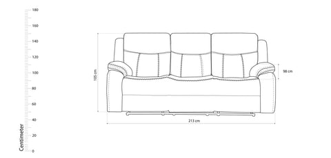 Sofa Three Seater with Manual Function GRAY - RR5482BF